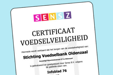 Voedselbank Twente Oost: Nieuws: Certificaat Voedselveiligheid Senz