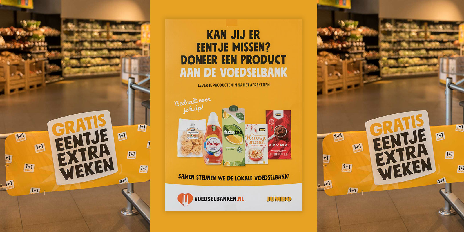 Jumbo Oldenzaal Voedselbank Oost Twente actie, Björn Kuipers toont maatschappelijke betrokkenheid.